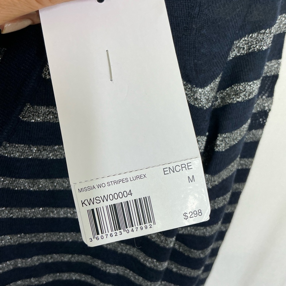 NEW Zadig & Voltaire Encre Missia Metallic Stripe Wool Blend Sweater Size M - Picture 11 of 16